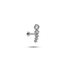 925 Ayar Gümüş Rodyumlu Minimal Süzme Beş Taşlı Tragus Piercing
