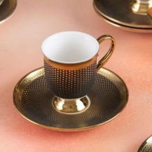 Acar Nova Gold Porselen Siyah 6'lı Kahve Fincan Seti