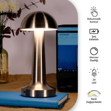 ACK AF11-00293 Saten Renk Metal Gövde LED Masa Lambası