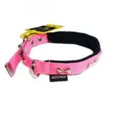 Actirex 2.5x57 cm Pink Medium Neon Yumuşak Doku Kemik Desenli Köpek Boyun Tasma