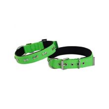 Actirex 57 cm 3 cm Green Medium Neon Yumuşak Doku Kemik Desenli Köpek Boyun Tasma