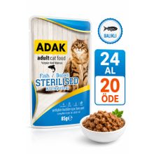 adak Balıklı Kısırlaştırılmış Yetişkin Kedi Yaş Maması Pouch 85 gr x 24 Adet