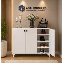 ADALIMODULES Ada Beyaz 3 Kapaklı 3 Raflı Ayakkabılık Çok Amaçlı Dolap Ve Portmanto Ayakkabı Dolabı