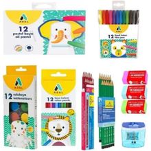 Adel 10 Parça Kırtasiye Seti 12'li Pastel+Sulu+Kuru Boya+Keçeli Kalem