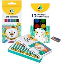 Adel Boya Set 12 li Kuru Sulu Pastel Keçeli Kurşun Kalem