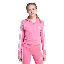 adidas 3 Stripes French Terry Full Zip Cr Kız Çocuk Pembe Kapüşonlu Ceket