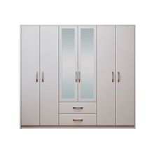 Adore Mobilya Beyaz 188x239x55 cm 6 Kapılı 2 Çekmeceli Aynalı Gardırop
