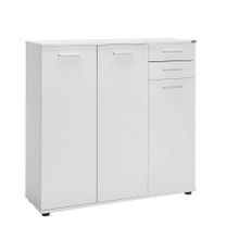 Adore Mobilya Trendline 108x108x35 cm Mat Beyaz 3 Kapaklı 2 Çekmeceli Çok Amaçlı Dolap