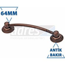 Adresline 4'lü 64 mm Antik Bakır U Pabucu Kulp