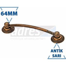 Adresline 4'lü 64 mm Antik Sarı U Pabucu Kulp