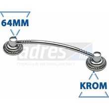 Adresline 4'lü 64 mm Krom U Pabucu Kulp