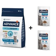 Advance Hindi Etli Kısırlaştırılmış 3 kg Kedi Mama+Advance Hindi Kısır 2x85 gr Kedi Yaş Mama