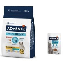 Advance Somonlu Kısırlaştırılmış 10 kg Kedi Mama+Advance Morina Balıklı Kısır 12x85 gr Kedi Yaş Mama
