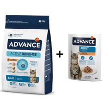 Advance Tavuklu Yetişkin 3 kg Kedi Mama+Tavuklu Yetişkin Kedi Pouch 2x85 gr Yaş Mama