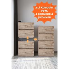Aeka AE-2034 Galata 4 Çekmeceli Patentli Atlantik Çam Şifonyer Yatak Odası Bebek Odası Komodin Şifonyer