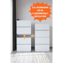 Aeka AE-2034 Galata 4 Çekmeceli Patentli Beyaz Şifonyer Yatak Odası Bebek Odası Komodin Şifonyer