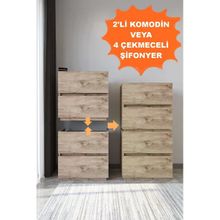 Aeka AE-2034 Galata 4 Çekmeceli Patentli Çam Renkli Yatak Odası Bebek Odası Komodin Şifonyer