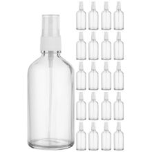 Afracam Şeffaf Kapaklı Beyaz Cam Şişe 20x100 ml Sprey Fısfıs Dezenfektan Kolonya