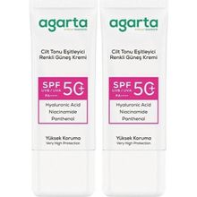 Agarta Cilt Tonu Eşitleyici 2x50 ml Renkli Kapatıcı Etkili SPF+50 Güneş Kremi