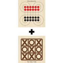 Ahtek ETİCSET213 Ahşap Tic-Tac-Toe ve Surakarta Akıl Zeka Strateji ve Beceri Oyunları Seti