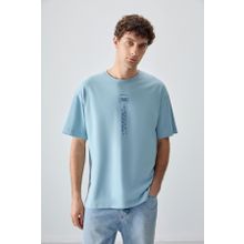 Air Jones 88355 Açık Mavi Kalın Yumuşak Dokulu Oversize Fit Baskılı Erkek T-Shirt