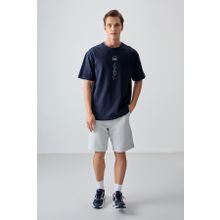 Air Jones 88355 Lacivert Pamuk Kalın Yumuşak Dokulu Oversize Fit Baskılı Erkek T-Shirt
