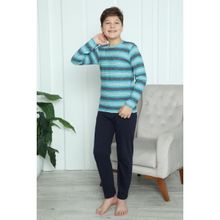 Akbeniz 20413 Turkuaz Erkek Çocuk Penye Pijama Takım