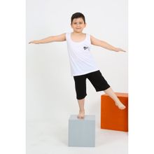 Akbeniz 20434 Erkek Çocuk Sıfır Kol Şortlu Beyaz Penye Pijama Takımı