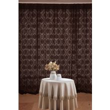 Akça Tekstil 300x260 cm Acı Kahve Damaks Tek Kanat Hazır Dikilmiş Pileli Fon Perde