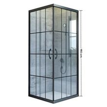 Akdemir yapı market Yükseklik 190 cm 120x120 cm Kare 5 mm Orta Buzlu Siyah Karolaj Cam Durul Duşakabin