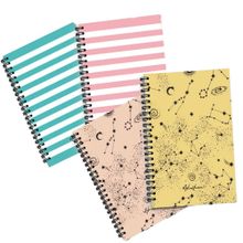 AKILLICA 4'lü Çizgili 13x20 CM 56 Yaprak Karton Kapak Line Sky Series Spiralli Defter