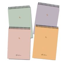 AKILLICA 4'lü Çizgisiz 13x20 cm 50 Yaprak Karton Kapak Moon Üstten Spiralli Defter