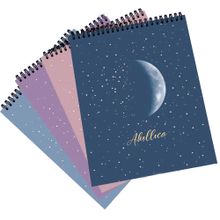 AKILLICA 4'lü Çizgisiz 13x20 cm 50 Yaprak Karton Kapak New Moon Üstten Spiralli Defter