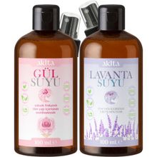 Akita % 100 Doğal Gül Ve Lavanta Suyu Cam Şişe 2X100mL