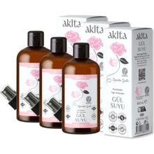 Akita %100 Doğal Yağı Alınmamış Cam Şişe 3x100 ml Gül Suyu