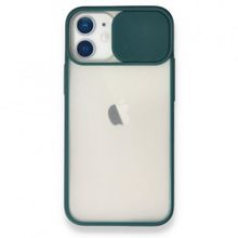 Alan Şanslı iPhone 11 Yeşil Palm Buzlu Kamera Sürgülü Silikon Kılıf