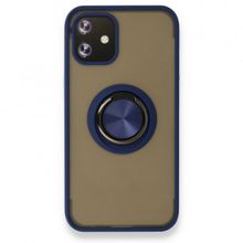 Alan Şanslı Iphone 12 Lacivert Mini Montreal Yüzüklü Silikon Kapak Kılıf