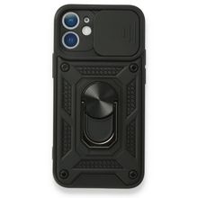Alan Şanslı iPhone 12 Pars Lens Yüzüklü Standlı Silikon Kılıf