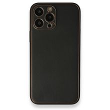 Alan Şanslı iPhone 13 Pro Max Coco Siyah Deri Silikon Kapak Kılıf