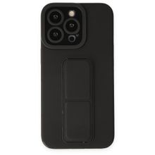 Alan Şanslı iPhone 13 Pro Mega Standlı Siyah Silikon Kılıf