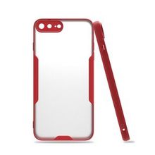 Alan Şanslı iPhone 7 Plus Platin Silikon Kırmızı Cep Telefonu Kılıfı
