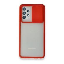 Alan Şanslı Samsung Galaxy A52 Palm Buzlu Kamera Sürgülü Silikon Kırmızı Kılıf
