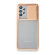 Alan Şanslı Samsung Galaxy A52 Palm Buzlu Kamera Sürgülü Silikon Pembe Kılıf