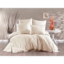 Alena Home Gold Serisi Düz Krem 180 x 200 cm Çift Kişilik Lastikli Çarşaflı Nevresim Takımı