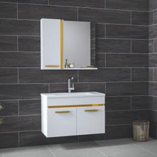 Alfa Banyo Yeni Gold Beyaz 65 cm Banyo Dolabı Takımı