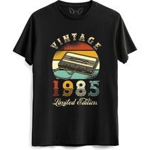 Alfa Tshirt Vintage 1985 Limeted Edition Uzun Kollu Siyah Erkek T-shirt