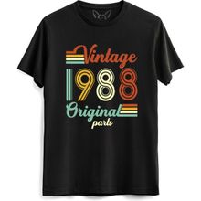 Alfa Tshirt Vintage 1988 Original Parts Kısa Kollu Siyah Erkek T-shirt