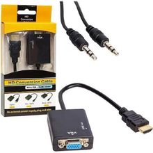 Alfais 4289 HDMI To VGA Ses Destekli Monitör Dönüştürücü Kablo Çevirici Adaptör