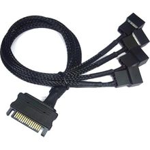 Alfais 4598 Sata Power To Fan Çevirici 4 Port Y Pin PWM Çoklayıcı Splitter Fan Kablosu