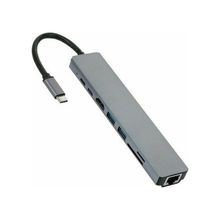 Alfais 4681 Type-C To HDMI USB 3.0 SD MicroSD 8 İn 1 Kart RJ45 Ethernet Çevirici Dönüştürücü Adaptör